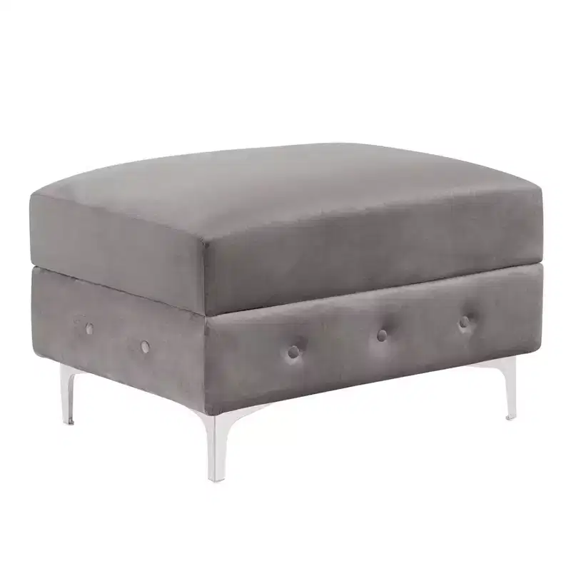 Glam Deep Button Tufted Ottoman Gray