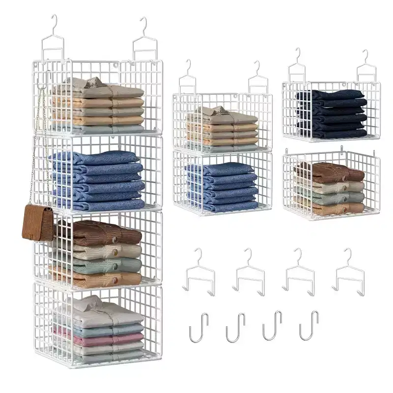 Home Collection 4-Tier Metal Hanging Closet Organizer with Hooks