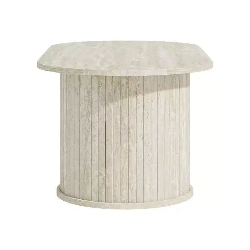 Fluted Oblong Coffee Table with Round Base 39.2