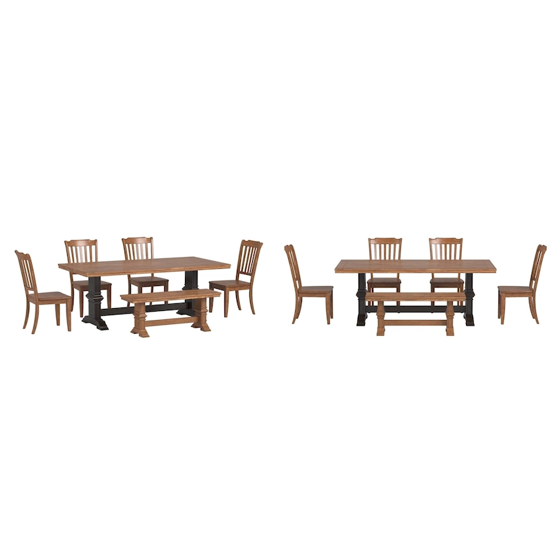 Ronda 78 Rectangular Solid Wood Top Dining Set with Spindle Back Chairs