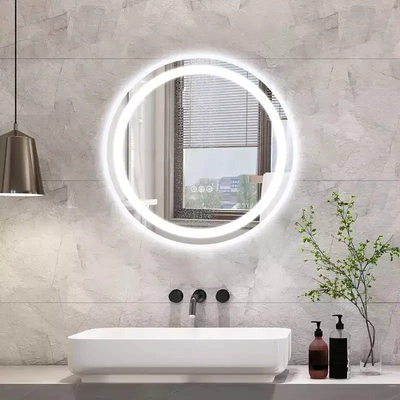 Maxax Modern Round Frameless Led Bathroom Vanity Mirrors Anti-Fog, Dimmable Lights And Shatterproof Mirror
