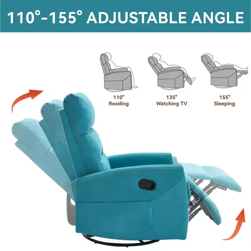 360 Swivel Rocking Recliner Chair, Upholstered Fabric Accent Chair