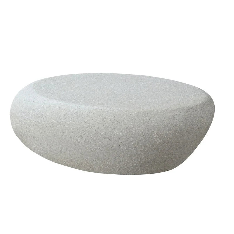 43.31Fiberglass Elliptical Coffee Table for Living Room Vintage Table, Irregular Center Table,No Need Assembly