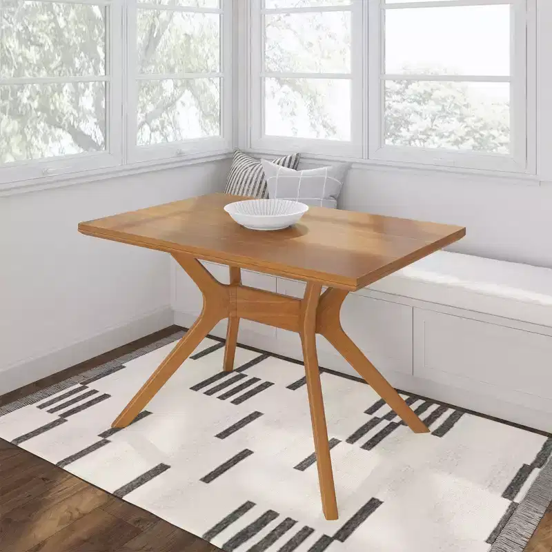 Plank+Beam 48 Verso Rectangular Dining Table for 6, Solid Wood Cross Leg Kitchen Table