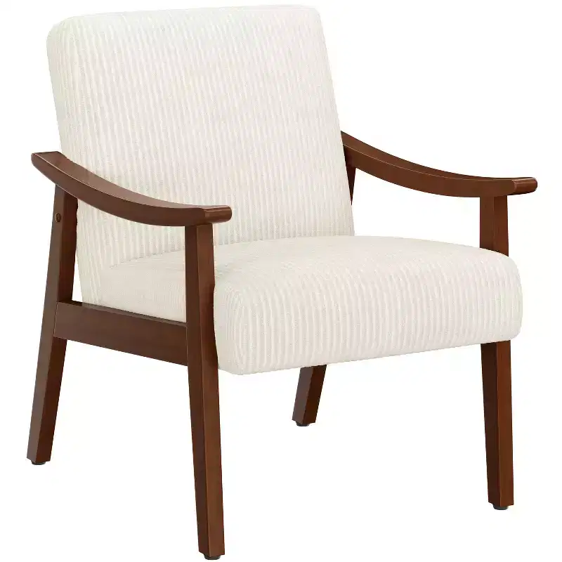 Mid-Century Corduroy Fabric Armchair Accent Chair for Living Room, Bedroom
