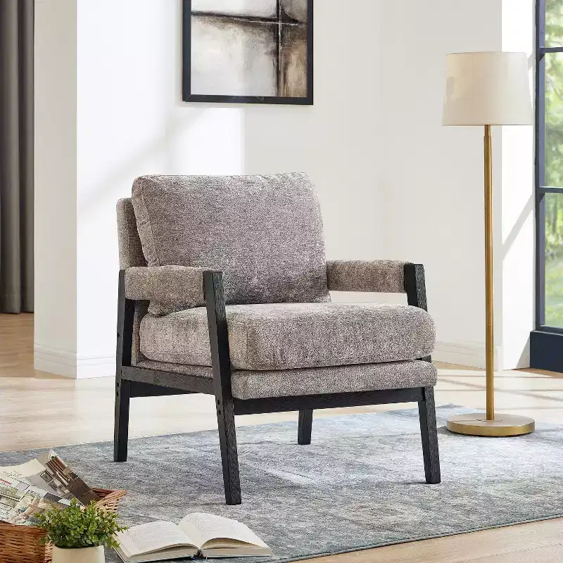 Mid-Century Modern Chenille Upholstered Accent Armchair – Stylish Lounge Chair for Living Room