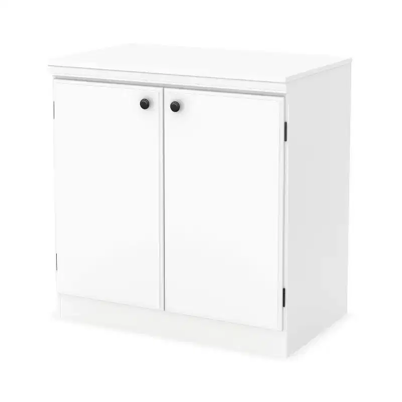 HomeStock Small 2-Door Transitional Storage Cabinet, Pure White