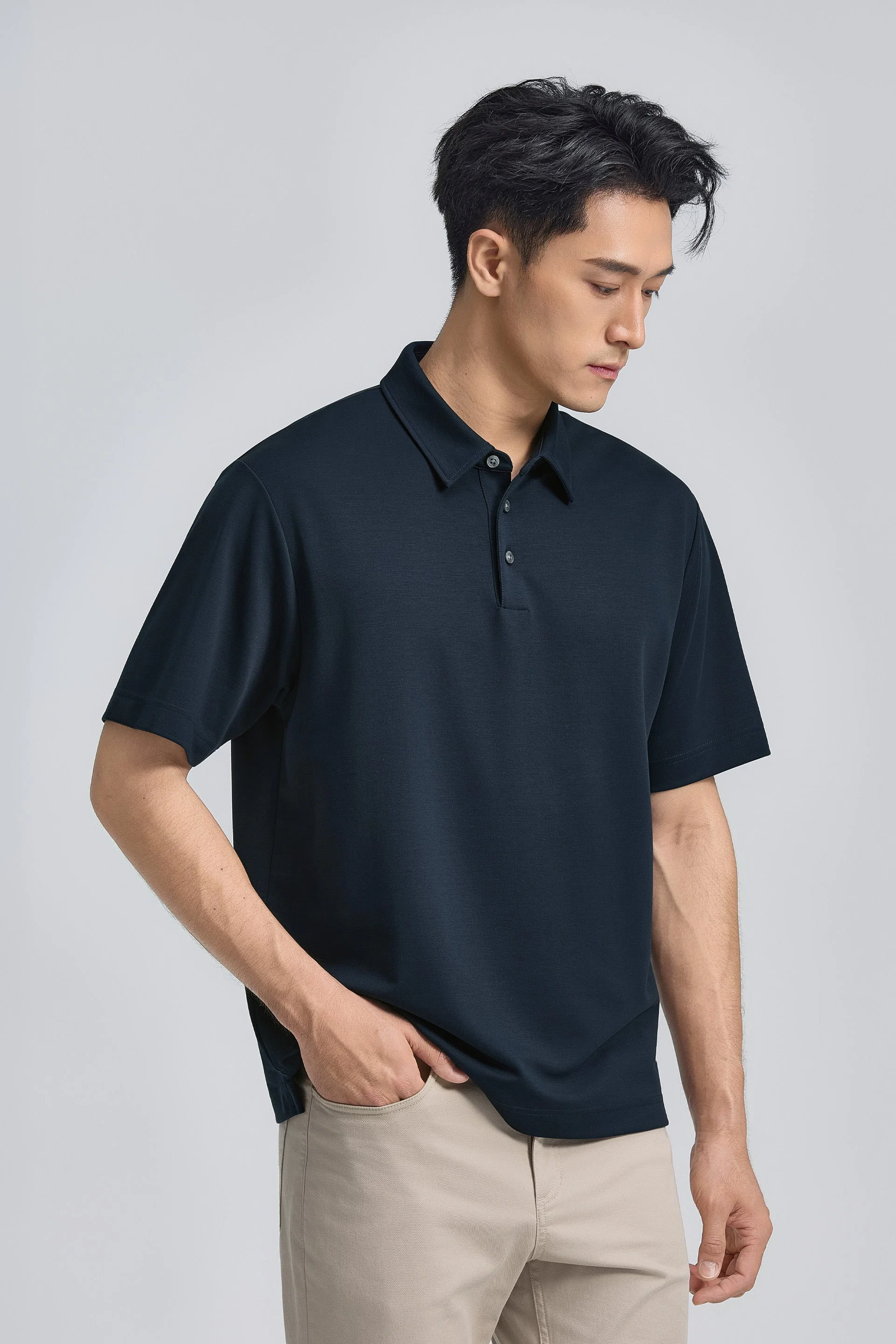 Double-Face Knit Polo – Navy