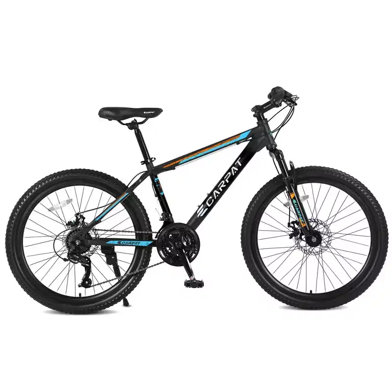 Okak 26IN Mountain Bike with 21 Speeds and Mechanical Disc Brakes, Adult Bike with High-Carbon Steel Frame, Dirt Bike for Kids & Adults