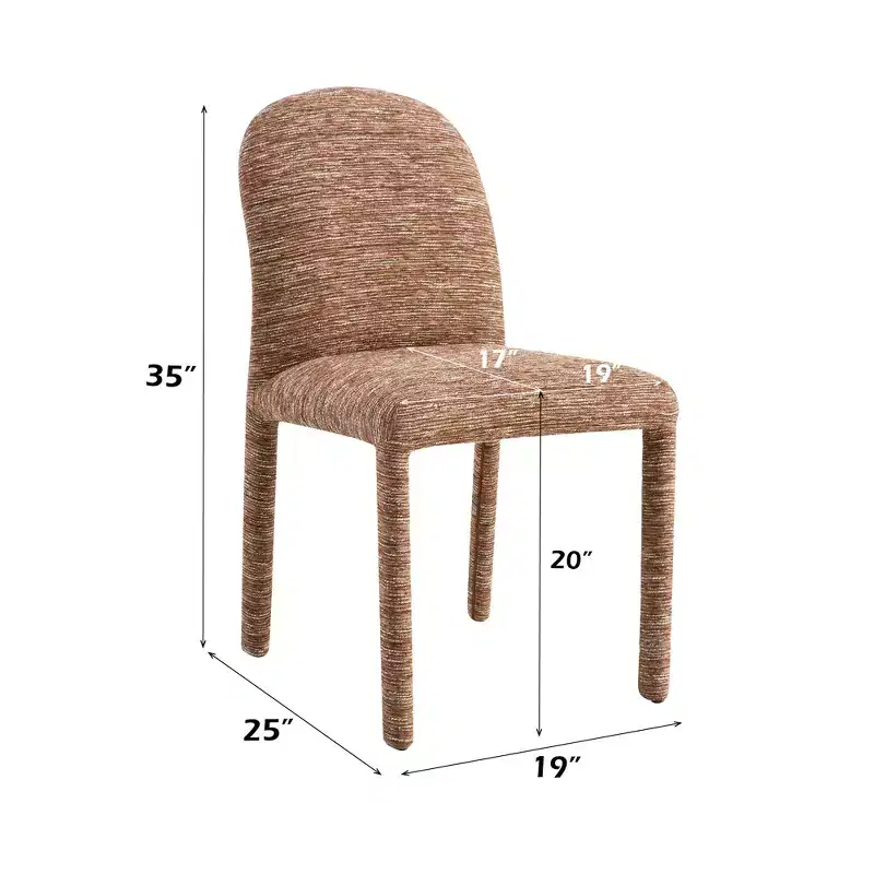 Modern Metal Chenille Upholstered Dining Chair, Set of 2
