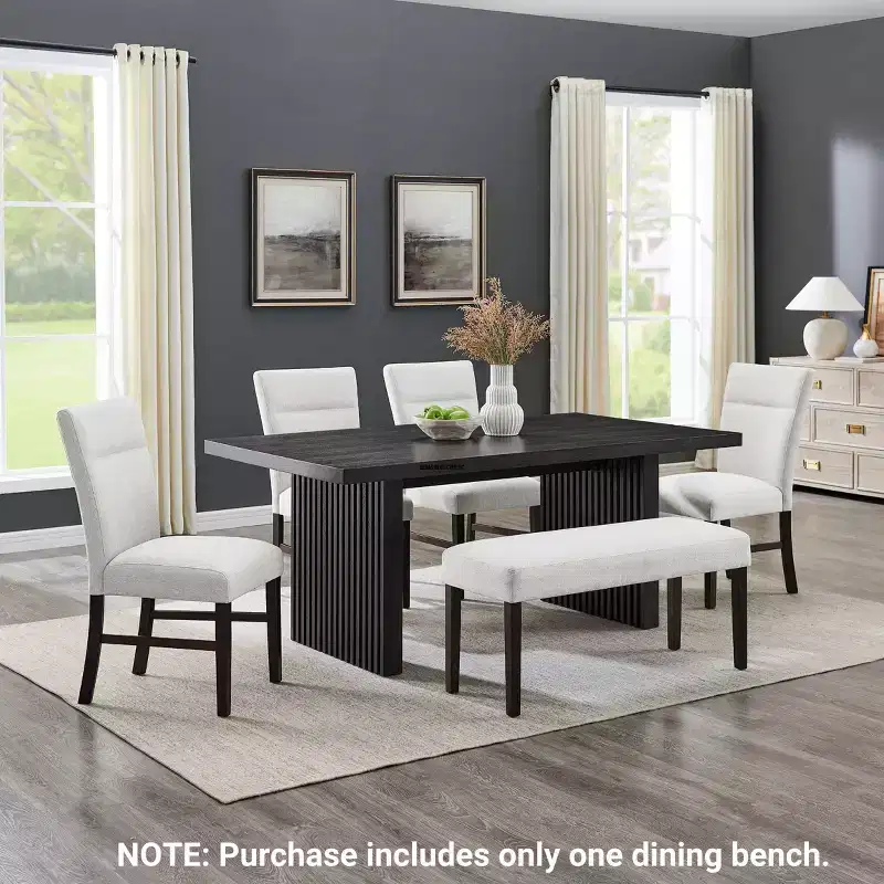 Roundhill Furniture Madison Contemporary Upholstered Dining Bench, Gray