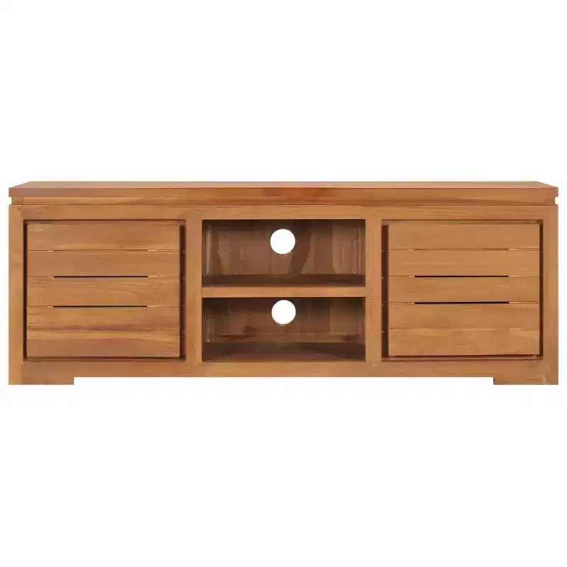 vidaXL TV Cabinet Natural Teak Solid Teak Wood Medium TV Cabinet