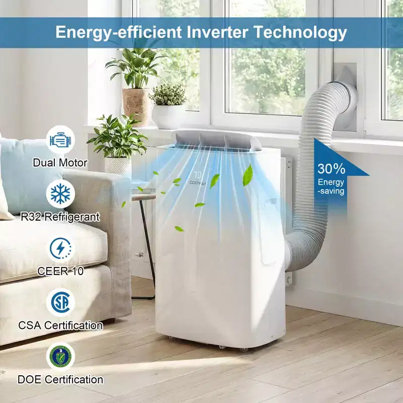 Costway 15000 BTU Inverter Portable Air Conditioner with Fan, Dehumidifier, Auto Swing