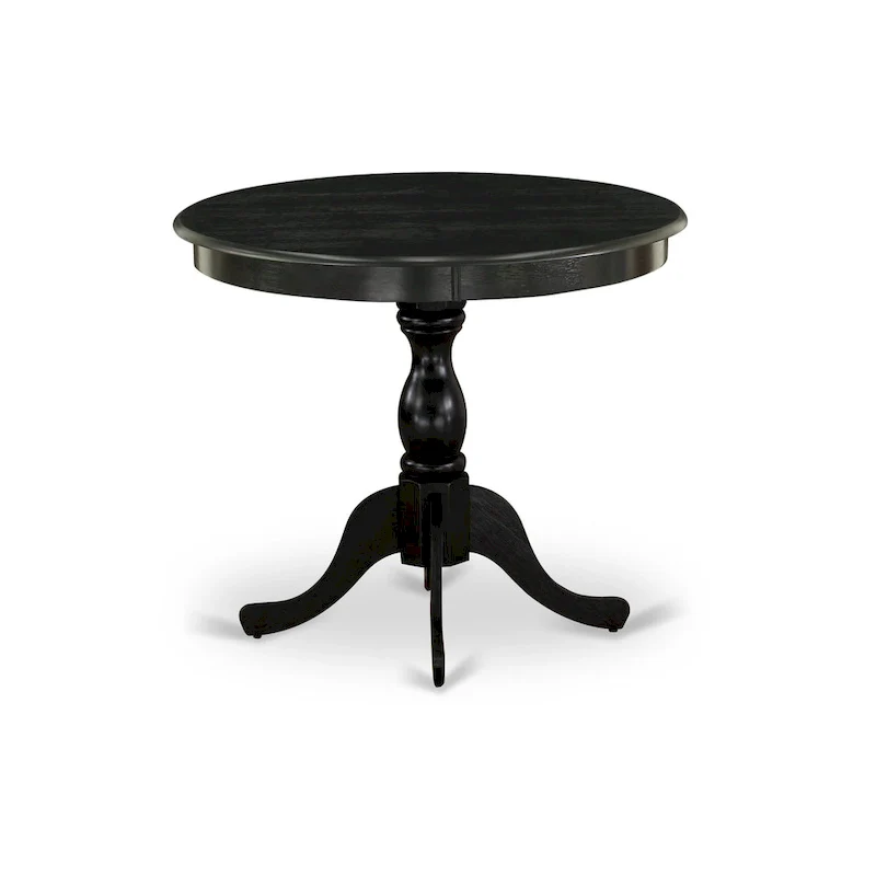 Round Wood Dining Table with Pedestal Base, 36x36 Inch (Multiple Finish Options)