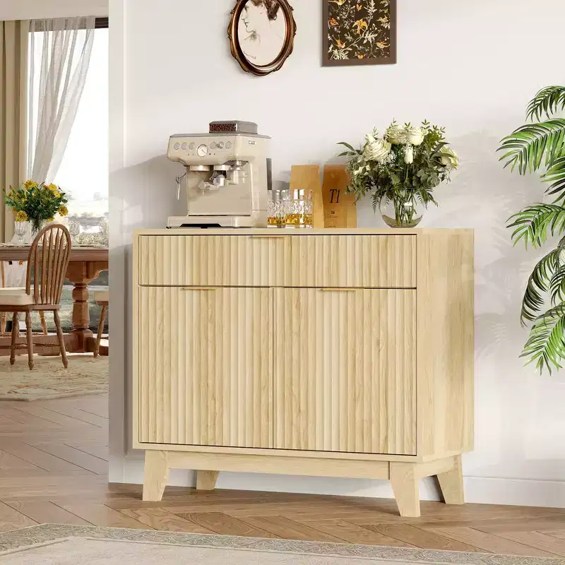 Fluted Buffet Cabinet with Storage Sideboard