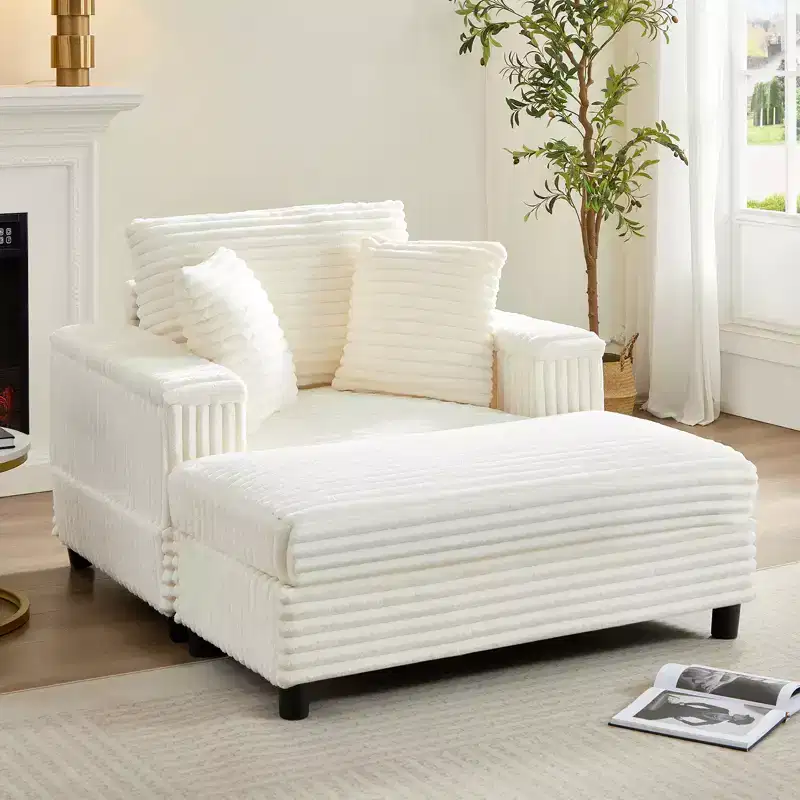 43 W Oversized Chaise Lounge Chair Indoor with Ottoman