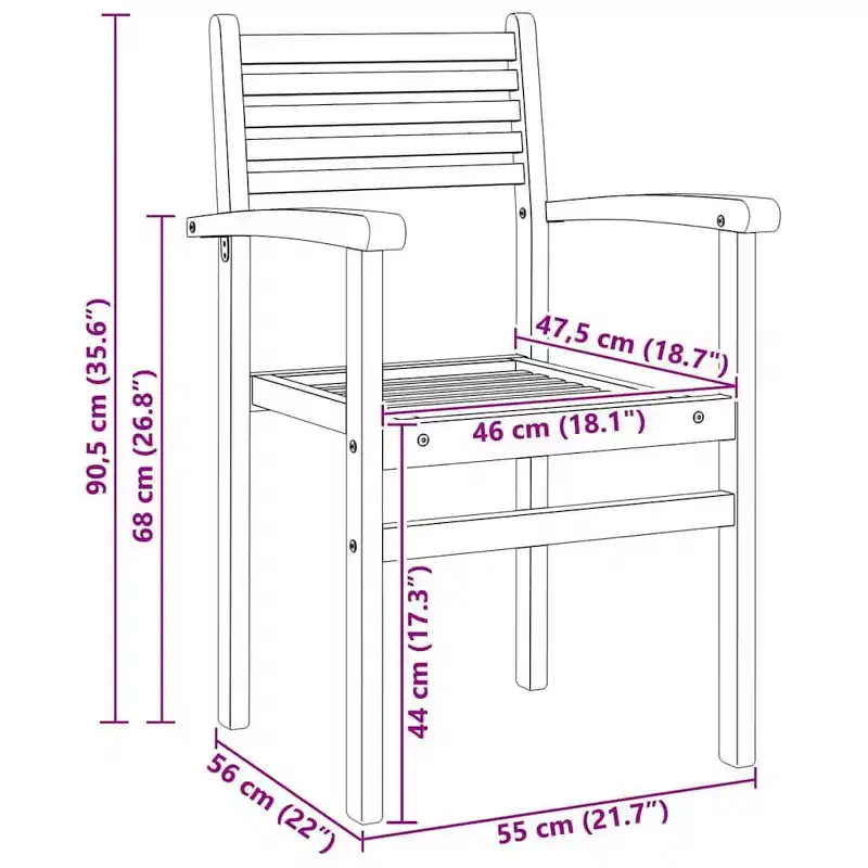 vidaXL Chair 8 pcs 56 x 55 x 90.5 cm Solid Teak Wood