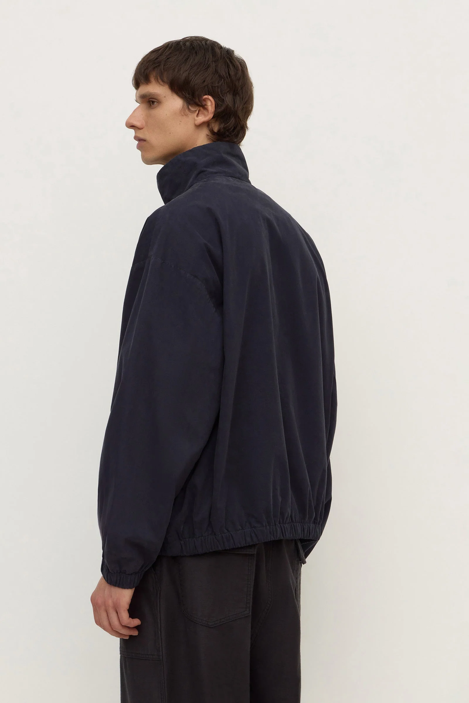 True Navy Cotton Stand Collar Jacket