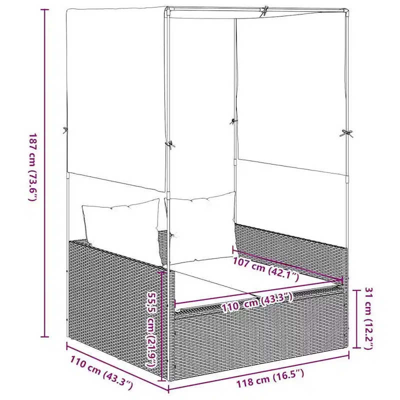 vidaXL Patio Double Sun Lounger