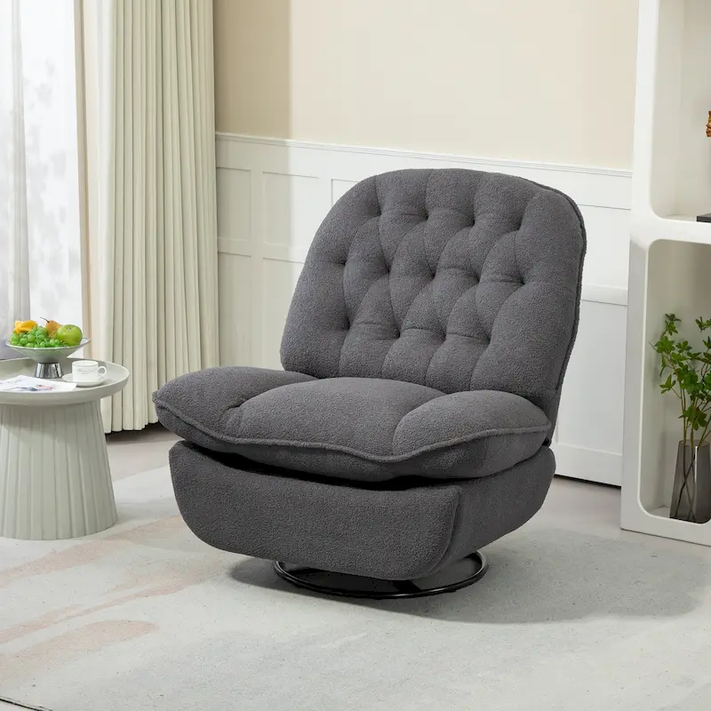 Modern Chenille 360-Degree Swivel Recliner, Set of 1