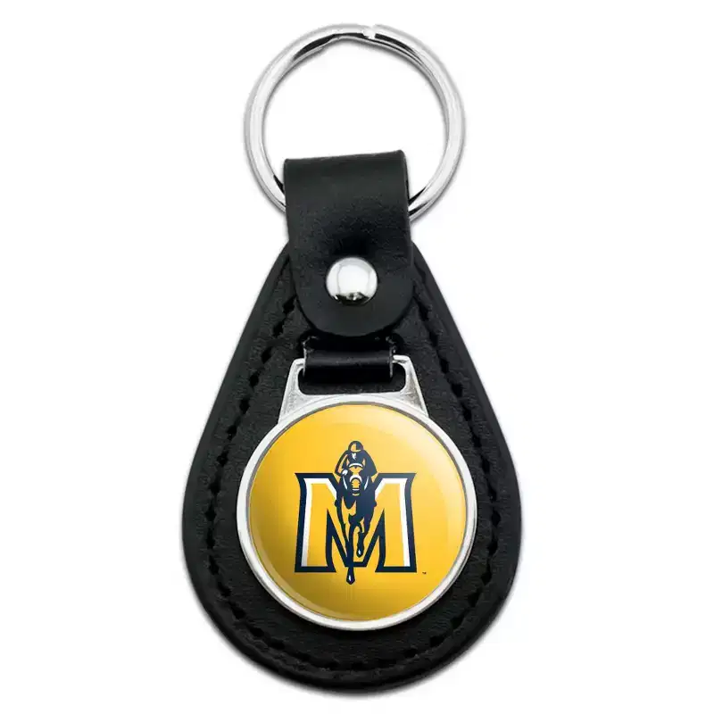 Murray State University Secondary Logo Black Leather Keychain