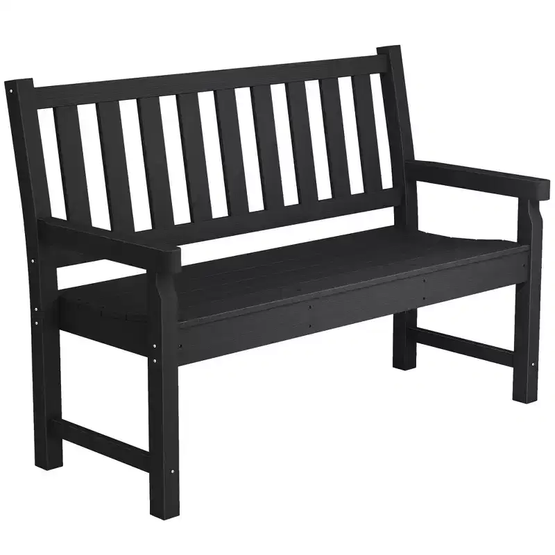 Outsunny Outdoor Bench, 49 All-Weather HDPE Garden Bench, 2-Person Patio Benches with 530 lbs Capacity, Curved Seat for Backyard