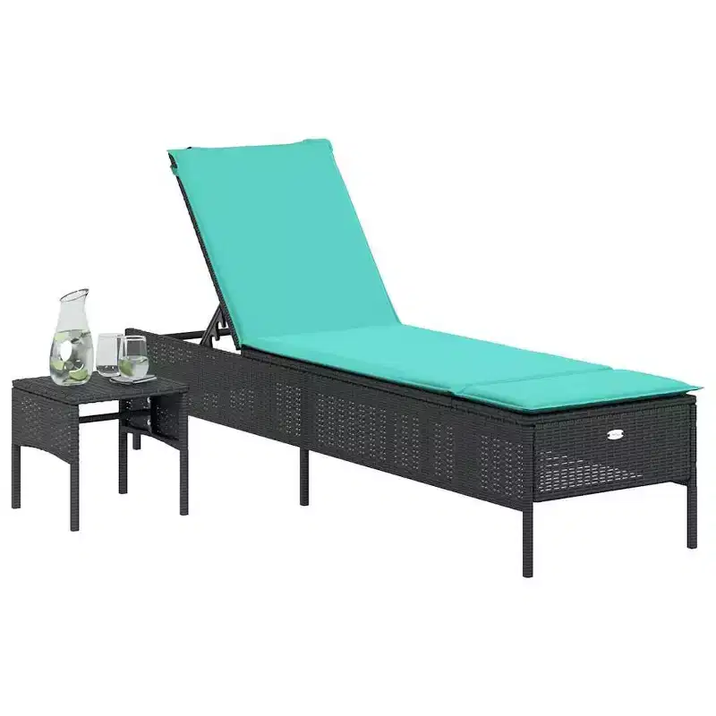 vidaXL Patio Sun Lounger PE rattan Single Multi-Position Backrest