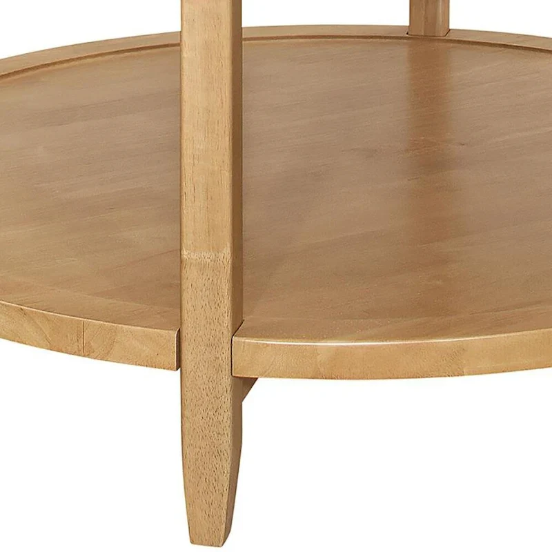 Maple Wood Coffee Table with Lower Storage Shelf | Mid-Century Modern Style