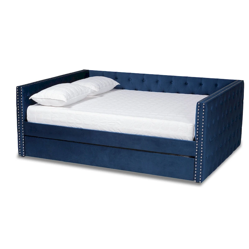 Larkin Modern Velvet Fabric Upholstered Daybed with Trundle