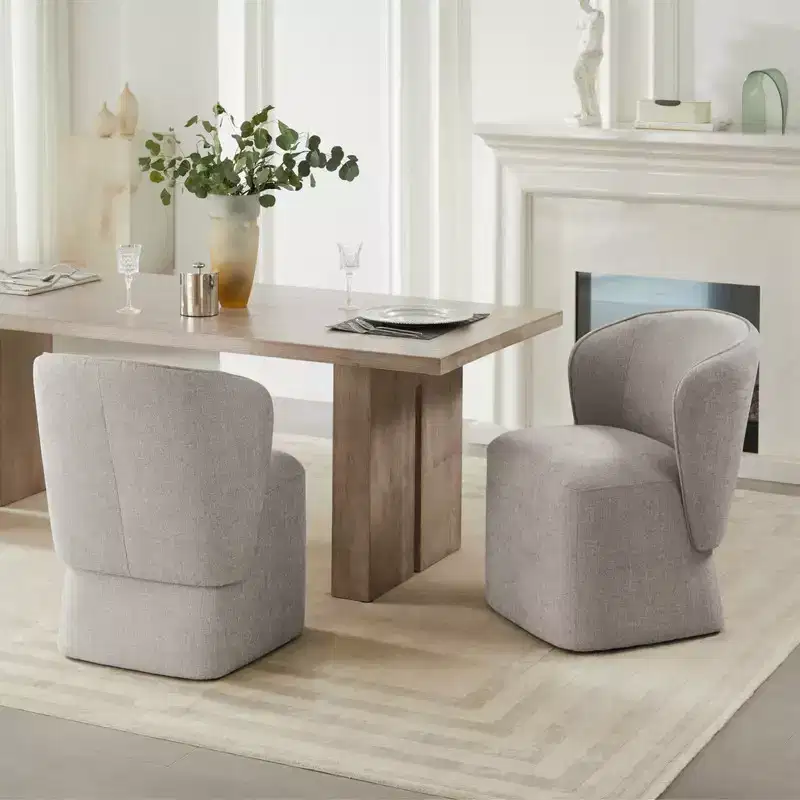Modern Dining Room Chair with Casters and Wrap-round Back