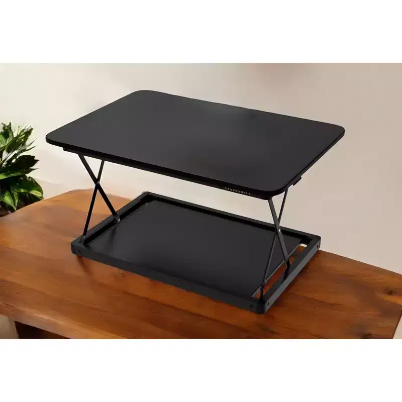 HomeRoots 28 Adjustable Black Stainless Steel Standing Desk Converter