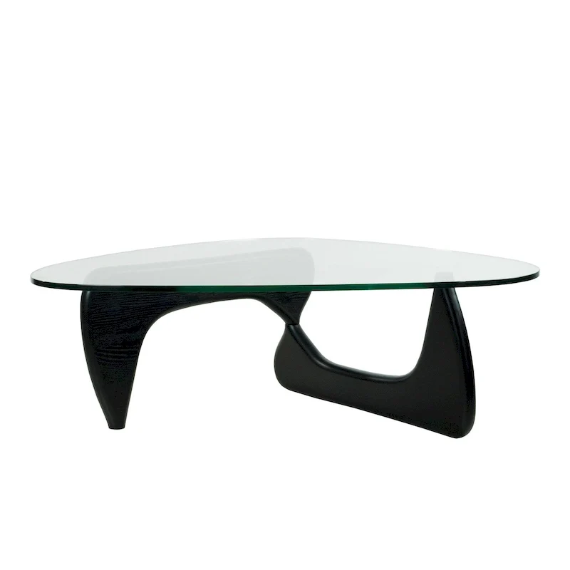 Mid-Century Modern Triangle Tempered Glass Coffee Table