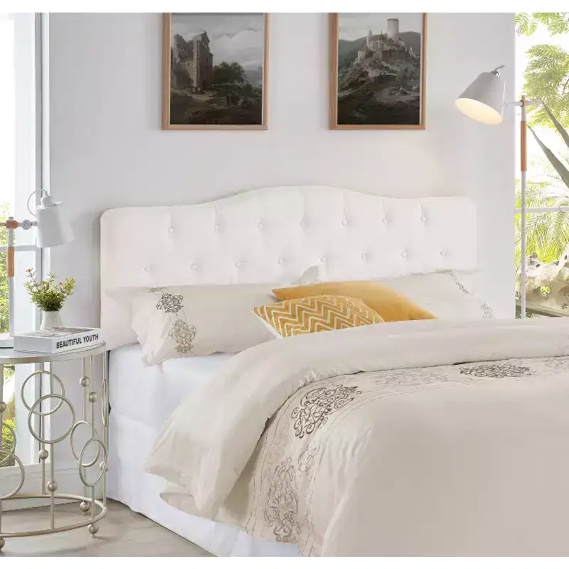 Queen Headboard, Tufted Linen Upholstered Panel with Adjustable Height, Wall or Bed Frame Mount