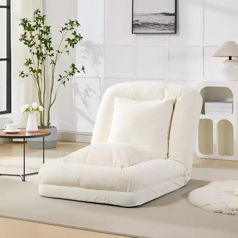 Acekool Chenille 5-Position Adjustable Foldable Sofa Dog Bed with Fluffy Pillows, Oversized Lounger for People and Pets
