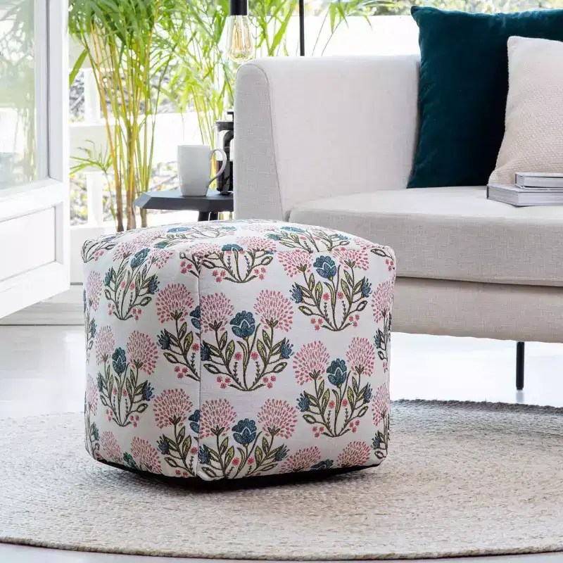 Gordes Indoor/Outdoor Pouf — 100% Polypropylene Fill, Polyester Cover, Fair Trade