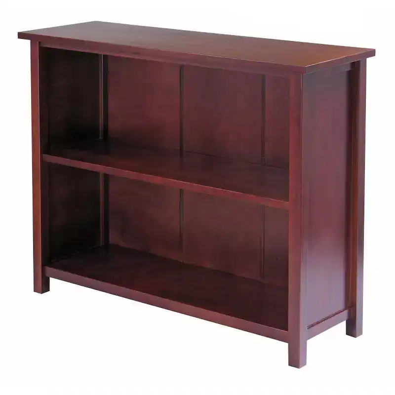 30" 2 Shelf Verona Storage with 6 Baskets Walnut/Black - Winsome: Mid-Century Hardwood Organizer, Tools Provided