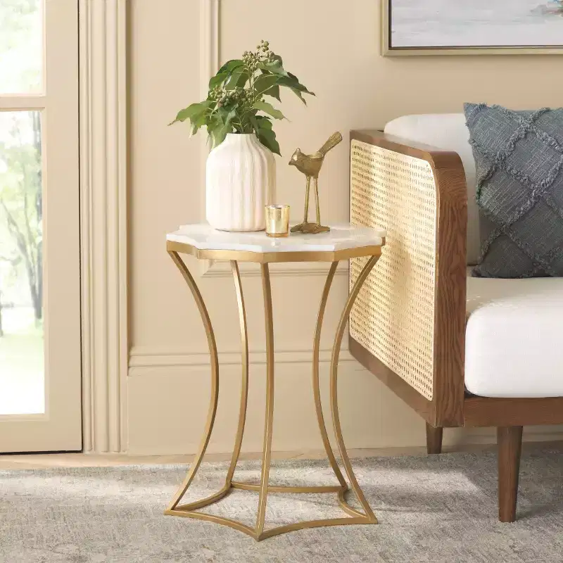 Starbella Accent Table - FOX5526A - White/Gold - Safavieh Couture