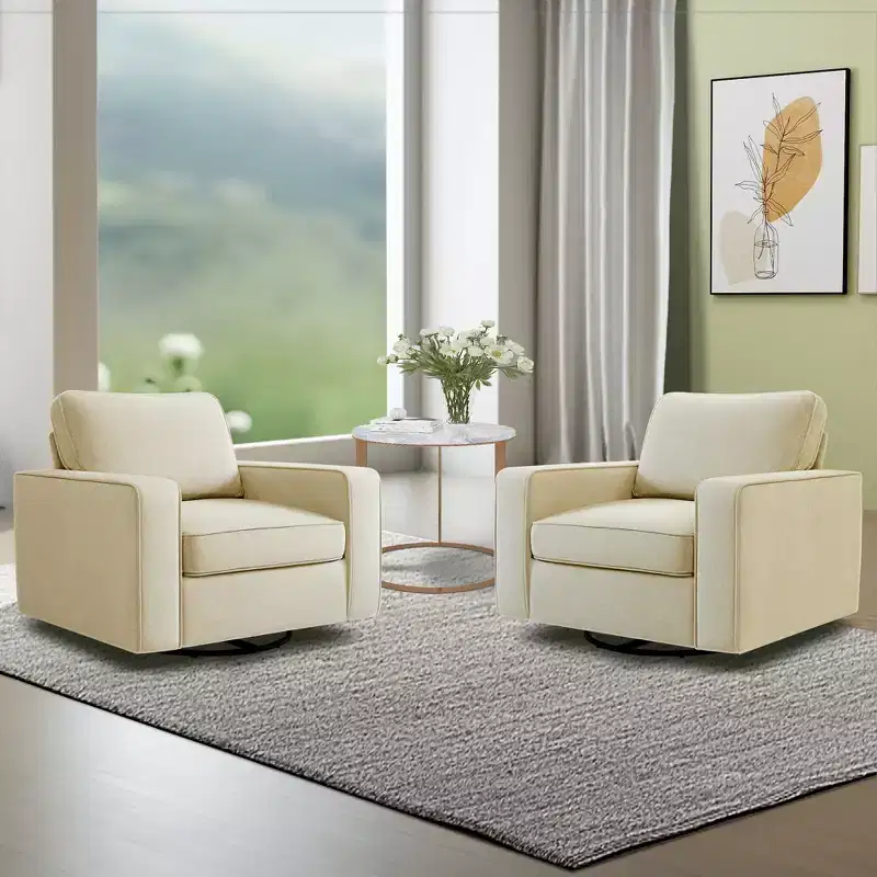 Upholstered 360 Swivel Chair, Padded Armrests, No Assembly Required