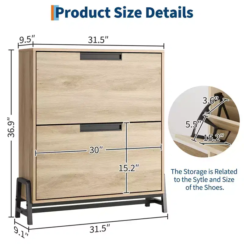Shoe Storage Cabinet with Flip Drawers,Entryway Shoe Organizer with Drawer,Freestanding Hidden Narrow Shoe Rack Cabinet for Entryway,Hallway