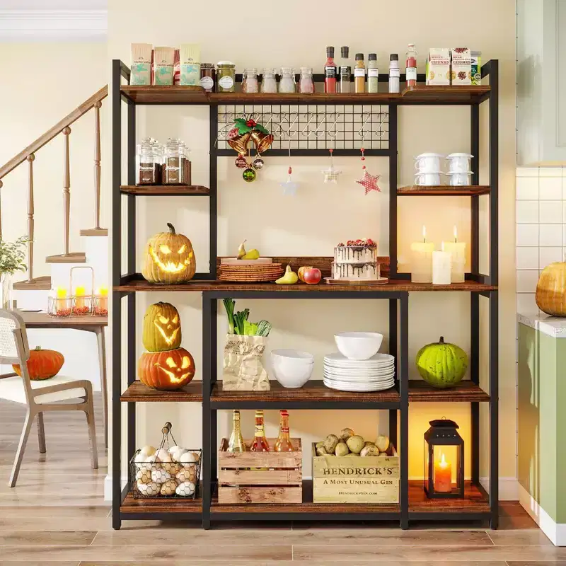 LITTLE TREE 55" 5 Tier Storage Baker's Rack Brown/Black