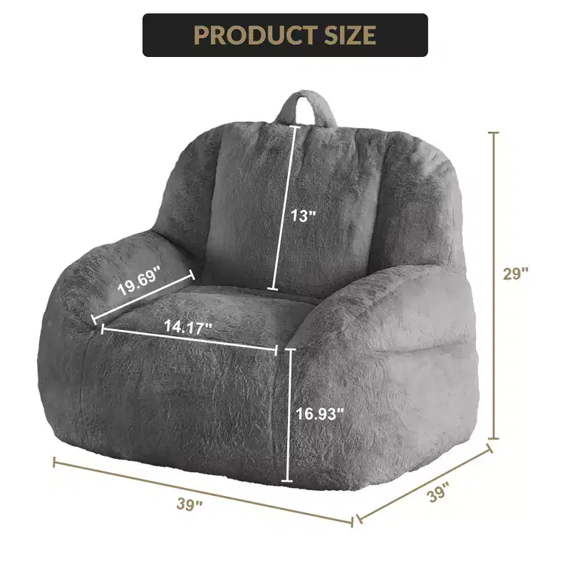 Giant Faux Leather Beanbag Sofa Chair with Padding and Handles for Living Room