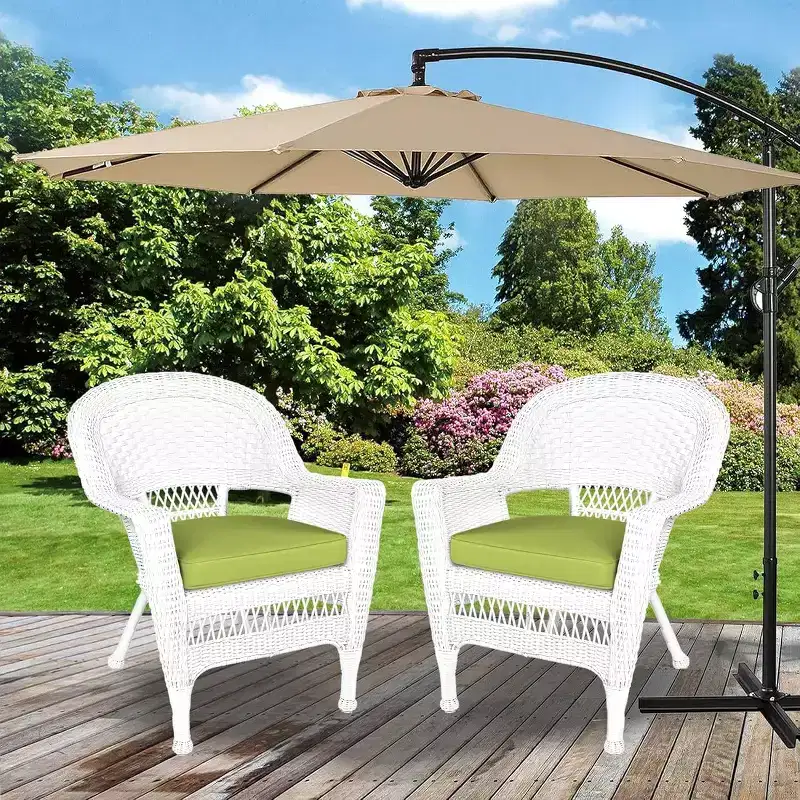 HomeStock Zen Zone Chair Set of 2, Durable Resin Wicker, Weather-Resistant with Cushions