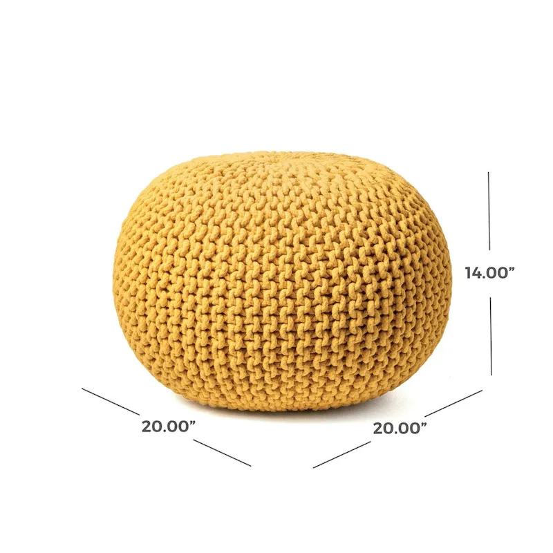Nuloom Ling Round Knit Filled Ottoman Pouf