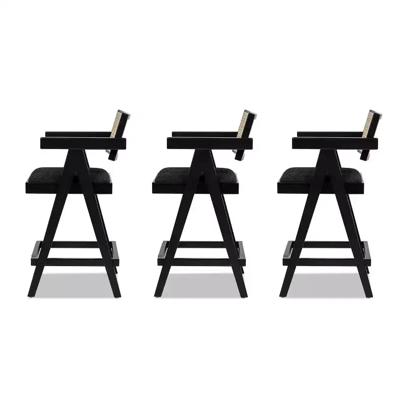 29.5 Modern Resin Webbing Back Bar Stool with Arms, Set of 3
