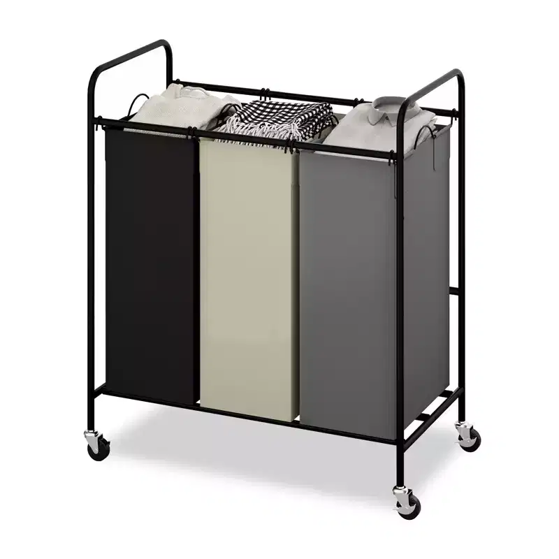 2/3-Bag Laundry Basket Hamper, Heavy Duty Laundry Sorter Cart with Lockable Wheels and 2/3x40L Removable Bags, Separated Laundry Room Organizer