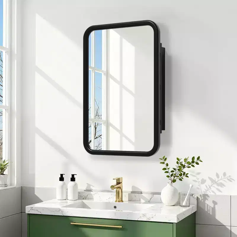 Dovelina Wall Medicine Cabinet Mirror Cabinet Multifunctional Wall-Mounted Mirrored Cabinet with Magnetic Doors