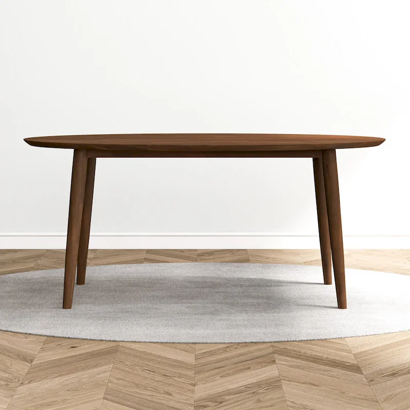 Mid Century 67-inch Oval Solid Wood Dining Table in Brown - 67 inches