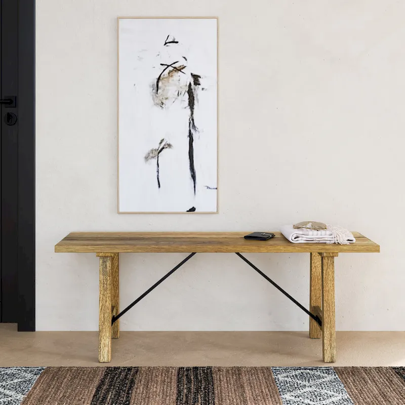 WYNDENHALL Jake SOLID MANGO WOOD 47 inch Wide Industrial Contemporary Bench in Natural - 14 d x 47 w x 17 h