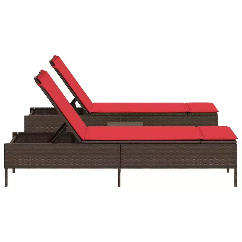 vidaXL Patio Sun Lounger Set PE rattan Extra Long Removable Covers
