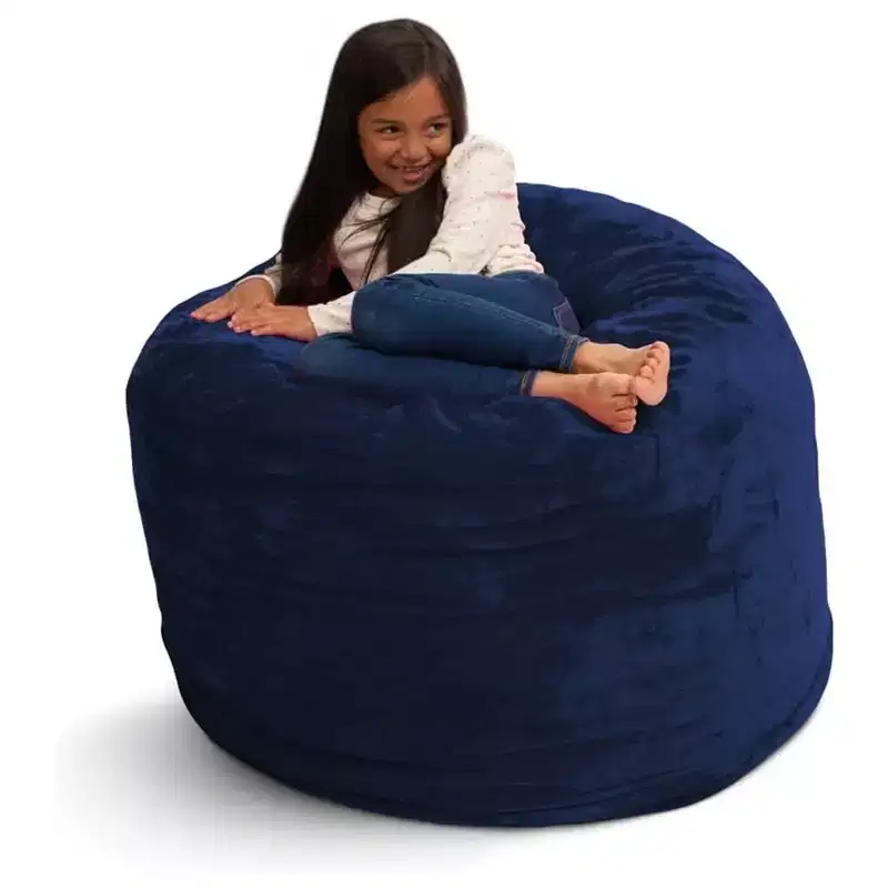 Ultimate Sack 3 ft Bean Bag Chair, Oversized Indoor Comfy Lounger, Navy Fur